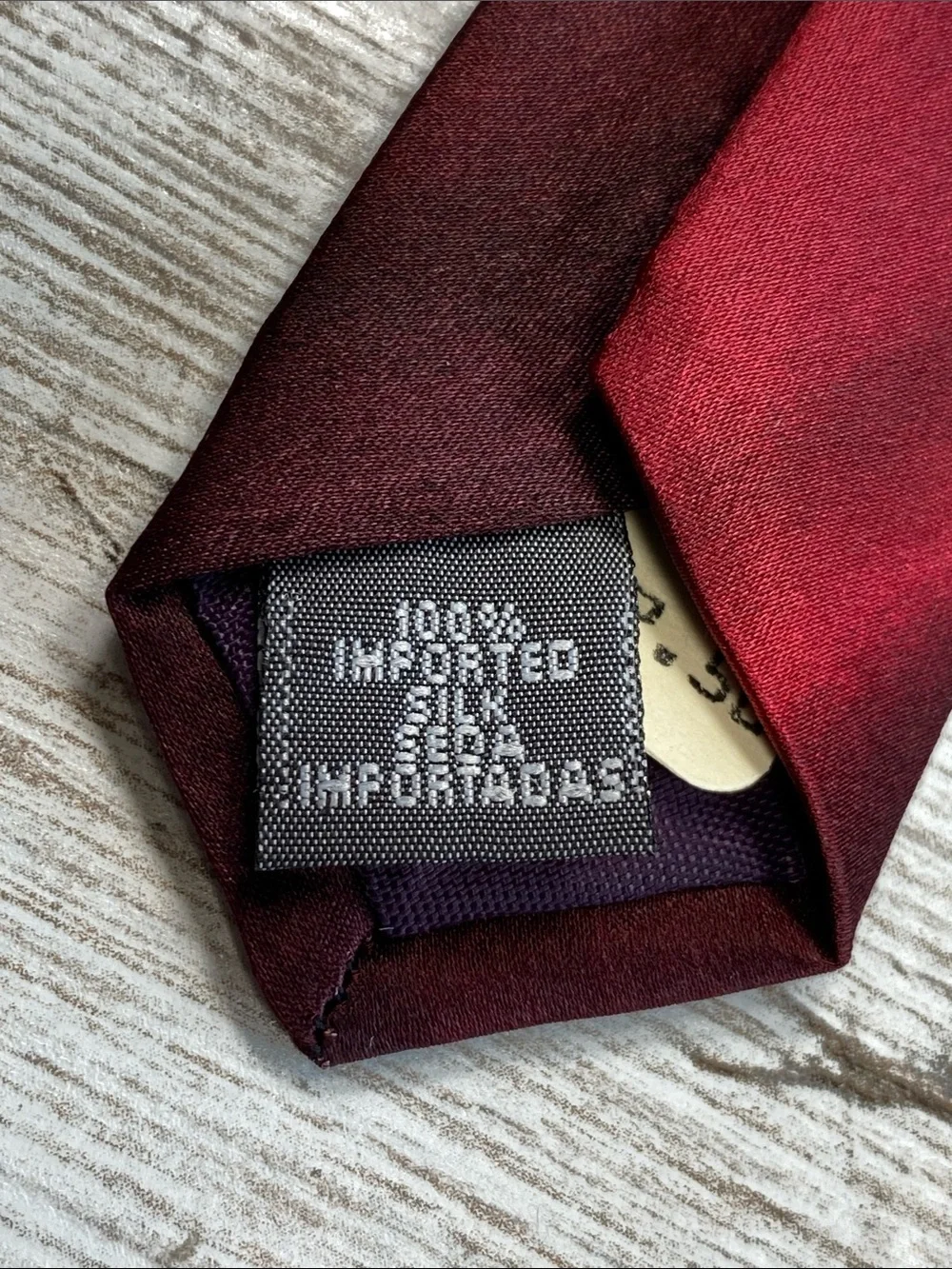 Zylos Platinum George Machado Silk Tie Red Burgundy Abstract Ombre 57” Wide